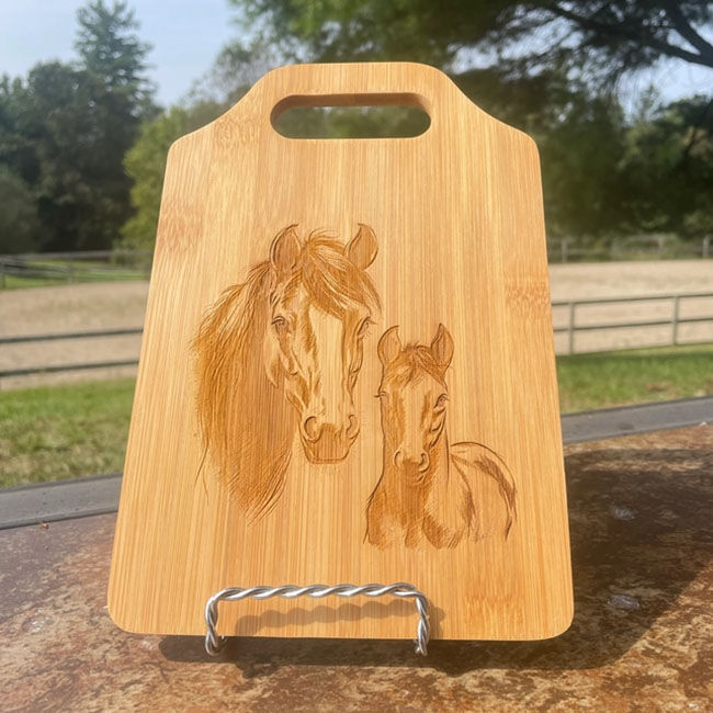 The Krafty Equestrian Cutting Board - Bamboo - Mare & Foal image number null
