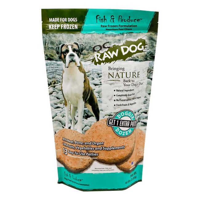 OC Raw Frozen Raw Dog Food Patties - Fish & Produce Recipe image number null