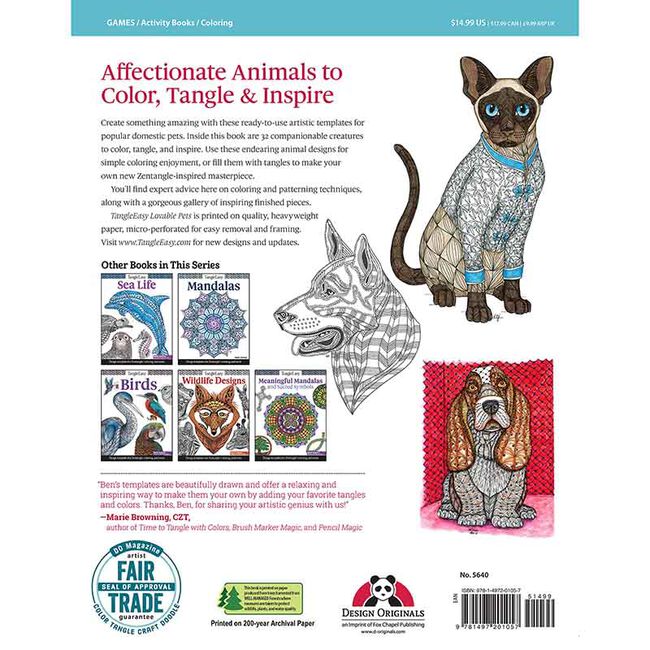 TangleEasy Lovable Pets: Design Templates for Zentangle, Coloring, and More - Closeout image number null