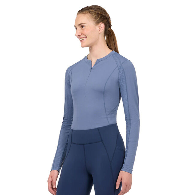 Kerrits Women's Precision Long Sleeve Crew Neck Tech Top - Dusty Blue image number null