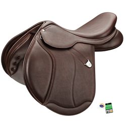 Bates Caprilli Close Contact + Luxe Leather Saddle-Brown-17"-Standard-Luxe Leather