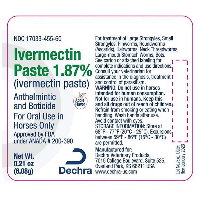 Dechra Ivermectin Paste 1.87% - Apple Flavor - 0.21 oz image number null