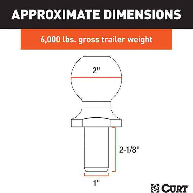CURT 2" Chrome Trailer Hitch Ball image number null