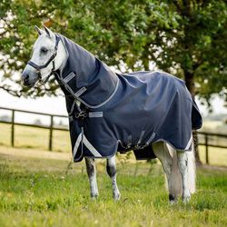 Horseware Rambo Supreme 1680D Vari-Layer Turnout (250g Medium) - Navy/Thunderstorm Grey & Silver