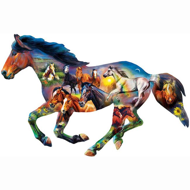 MasterPieces 1000-Piece Contours Shaped Puzzle - Horsing Around image number null