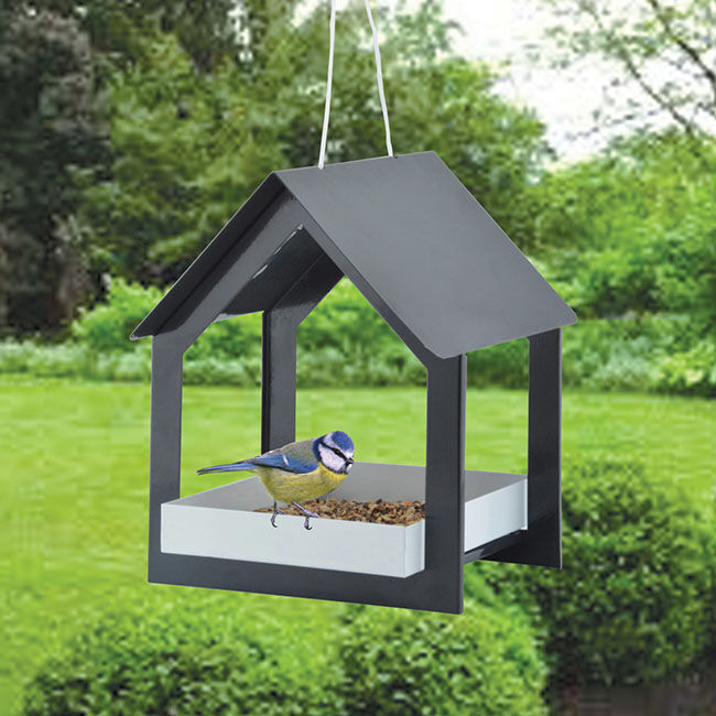 Esschert Design House Bird Feeder - Dark Grey/White - Closeout image number null