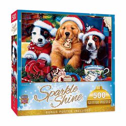 MasterPieces 500-Piece Sparkle & Shine Glitter Puzzle - Santa Paws