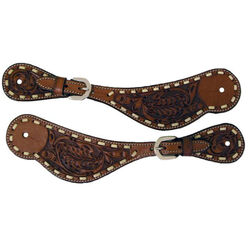 Intrepid International Western Oak Leaf Tooled Spur Strap with Buckstitching