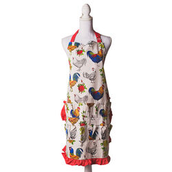 Fluffy Layers Egg Collecting Apron - Full-Length - Roosters & Roses