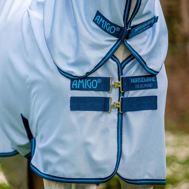 Horseware Amigo Bug Rug Fly Sheet (0g Light) - Azure Blue/Navy & Electric Blue image number null
