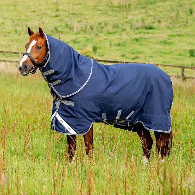 Horseware Rhino Plus Turnout with Vari-Layer (450g Heavy) - Navy/Titanium Grey & Classic Blue image number null