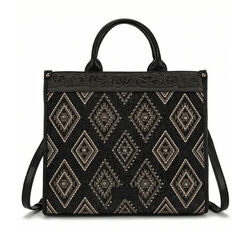 Wrangler Aztec Studded Denim Crossbody Tote Bag - Black