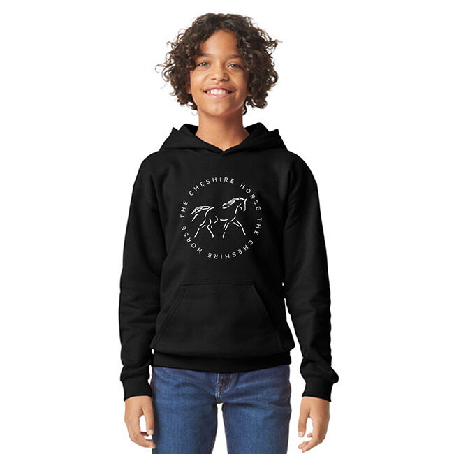 The Cheshire Horse Kids' Round Logo Hoodie - Dark Heather image number null