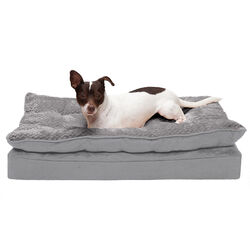 FurHaven Deluxe Mattress Dog Bed - Minky Faux Fur and Suede Pillow Top