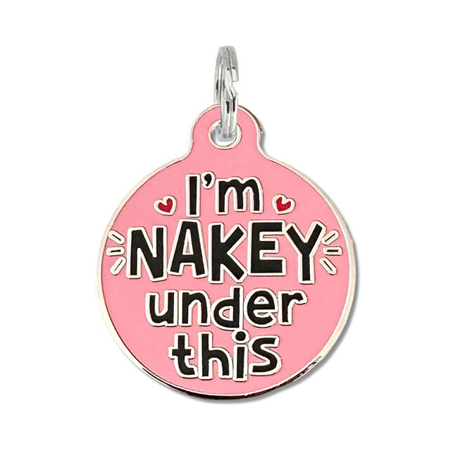 Bad Tags Dog ID Tag - I'm Nakey Under This - Pink image number null