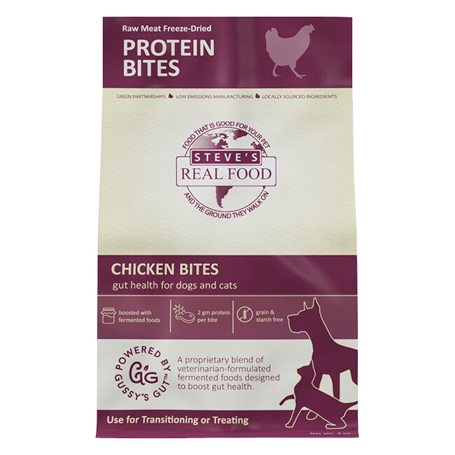 Steve's Real Food Protein Bites - Freeze-Dried Gut Health Treats for Dogs & Cats - Chicken Recipe image number null