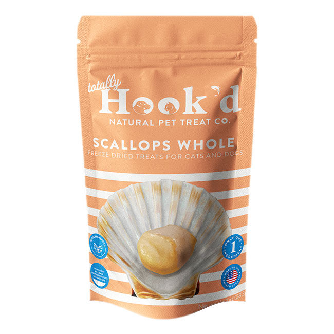 Totally Hook'd Freeze-Dried Treats for Cats & Dogs - Whole Scallops - 1 oz image number null
