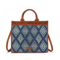 Wrangler Aztec Studded Denim Crossbody Tote Bag - Jean