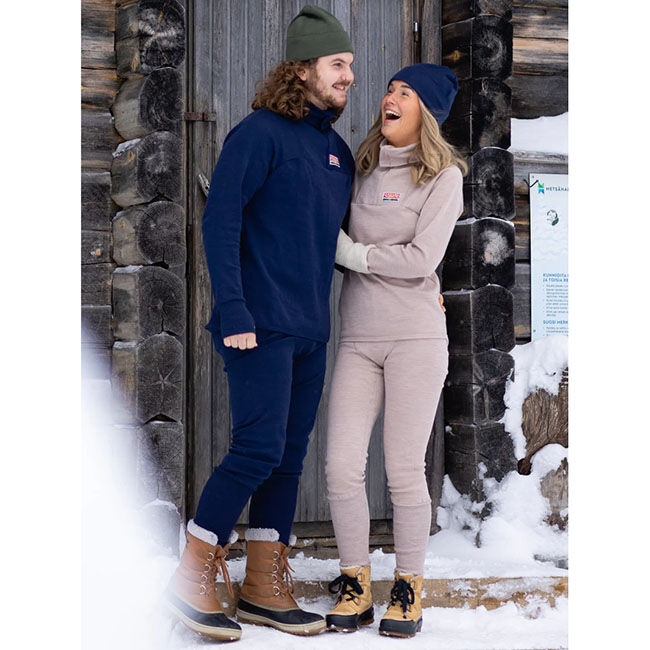 Ruskovilla Unisex 100% Organic Merino Wool Outdoor Long Johns - Navy image number null