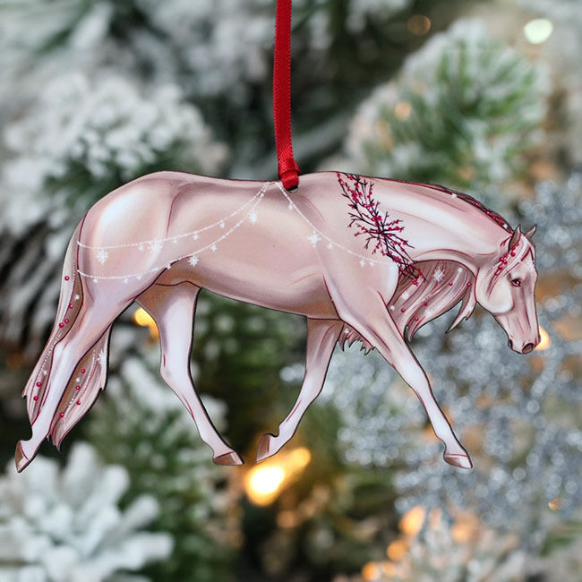 Classy Equine Ornament - Quarter Horse with Snowflakes & Berries image number null