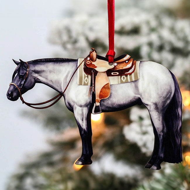 Classy Equine Ornament - Blue Roan Western Quarter Horse image number null