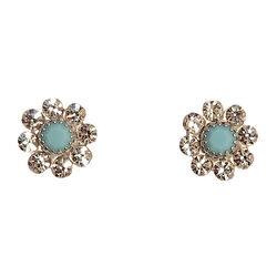 Finishing Touch of Kentucky Earrings - Crystal Flower Stud - Turquoise