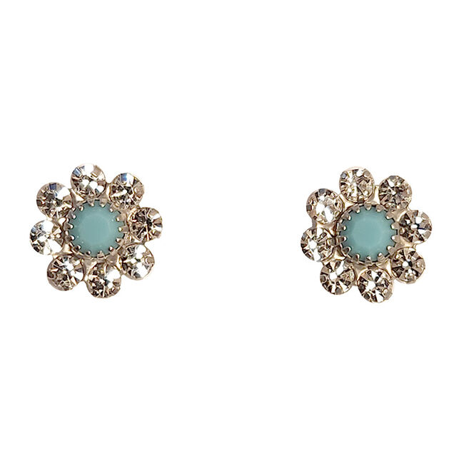 Finishing Touch of Kentucky Crystal/Turquoise Flower Stud Earrings image number null