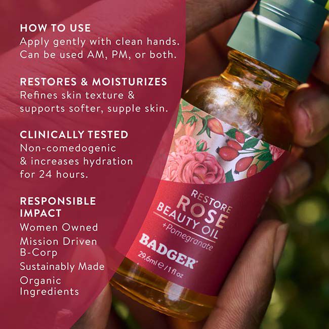 Badger Rose Beauty Oil - 1 oz image number null