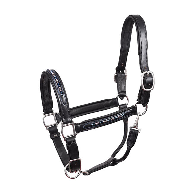 Perri's Leather Padded Leather Halter with Pearl Bling image number null