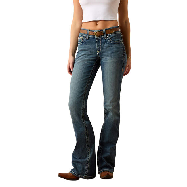 Ariat Women's R.E.A.L. Mid Rise Stretch Whipstitch Boot Cut Jean - Rainstorm image number null