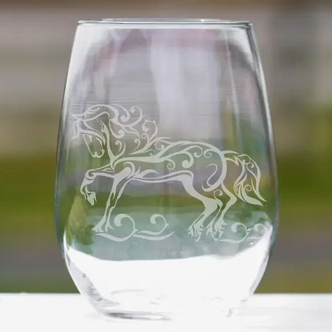 Classy Equine Stemless Wine Glass - Elegant Friesian image number null