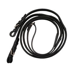 Bobby's English Tack Silver Spur Flat Rubber Reins with Leather Ends