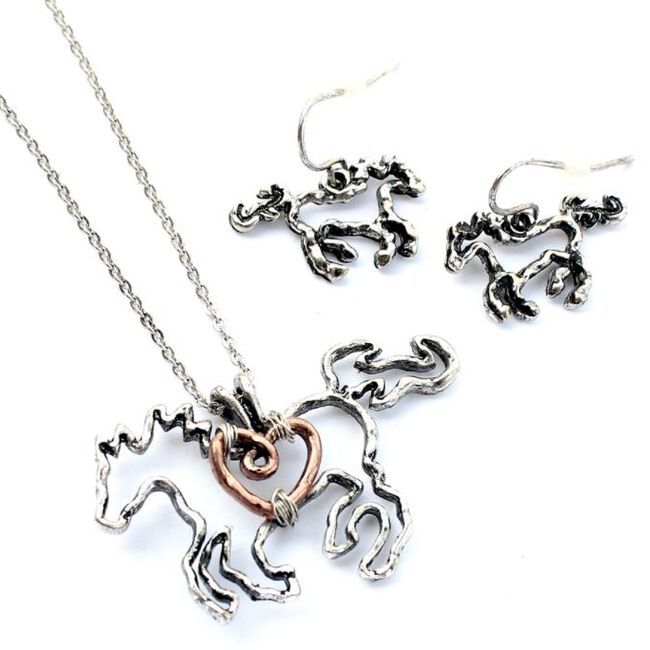 Wyo-Horse Wire Horse & Heart Necklace - Silver image number null