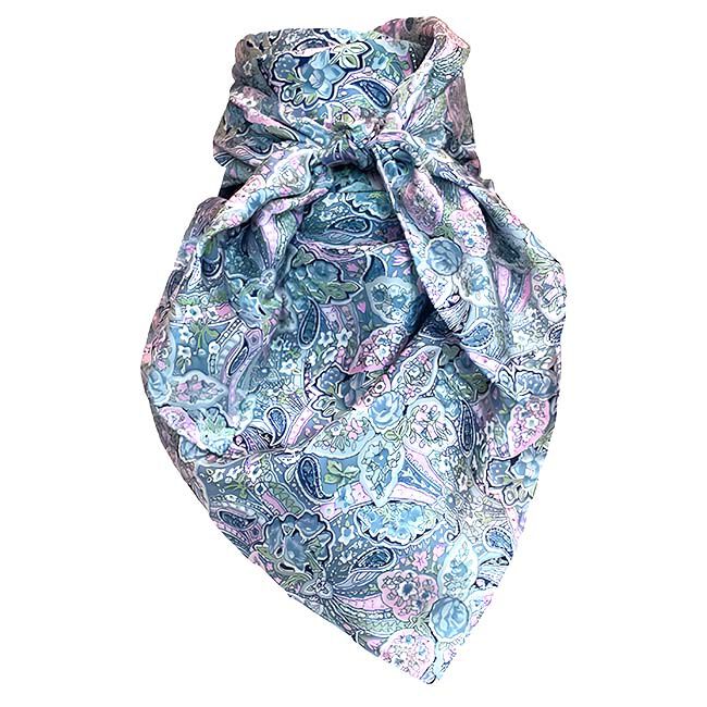 Wyoming Traders Wild Rag Frontier Calico Silk Scarf - Blue Paisley image number null