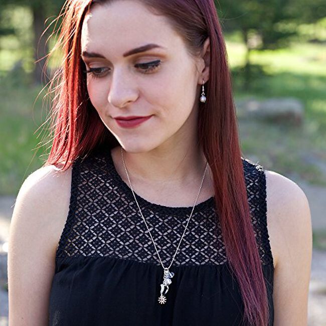 Wyo-Horse Necklace & Earring Set - Western Silver Spur Cowgirl Charm image number null