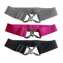 Anademi Stretch Belt with Silver-Tone Stirrup Buckle - Solids