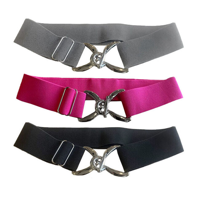 Anademi Stretch Belt with Silver-Tone Stirrup Buckle - Solids image number null