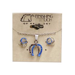 Finishing Touch of Kentucky Double Horseshoe Blue Earring and Necklace Set
