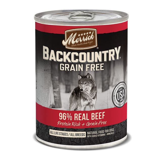 Merrick Backcountry Grain Free 96% Beef Canned Dog Food 12.7 oz image number null