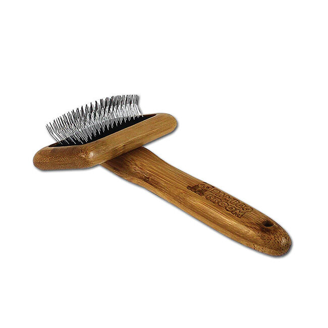 Bamboo Groom Slicker Brush with Stainless Steel Pins image number null