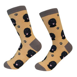 E&S Pets Unisex Novelty Crew Socks - Black Labradoodle