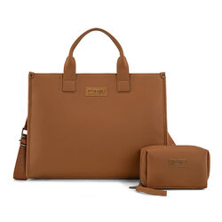 Wrangler Structured Crossbody Work Tote with Pouch - Brown