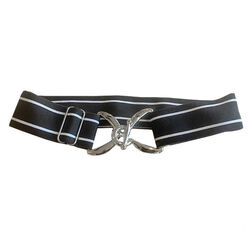 Anademi Stretch Belt with Silver-Tone Stirrup Buckle - Stripes