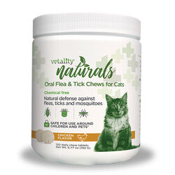 Vetality Naturals Oral Flea & Tick Chews for Cats - 120 Chews