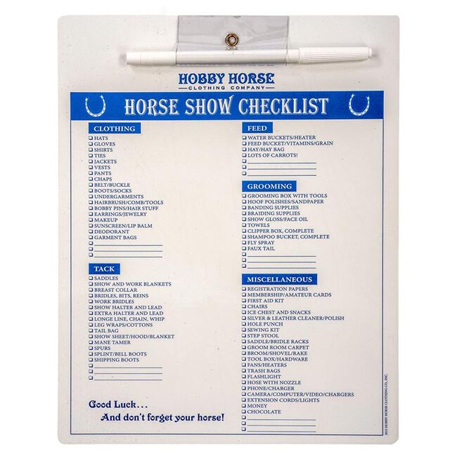 HorseShowCheckList The Cheshire Horse
