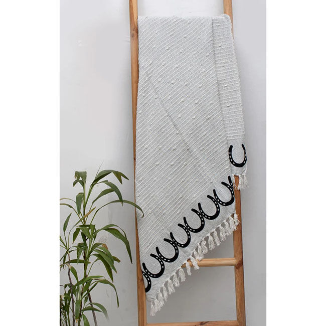 AWST International Cotton Throw - Horseshoes - Grey image number null