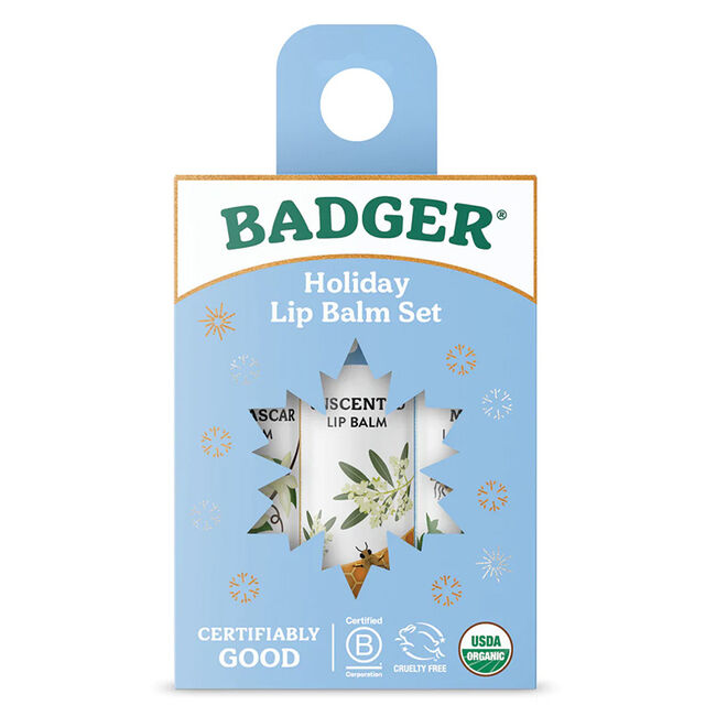 Badger Holiday Lip Balm Set - Blue Box - 3-Pack image number null