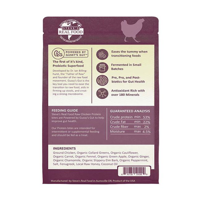 Steve's Real Food Raw Freeze-Dried Protein Bites Probiotic Dog & Cat Treats - Chicken Recipe image number null