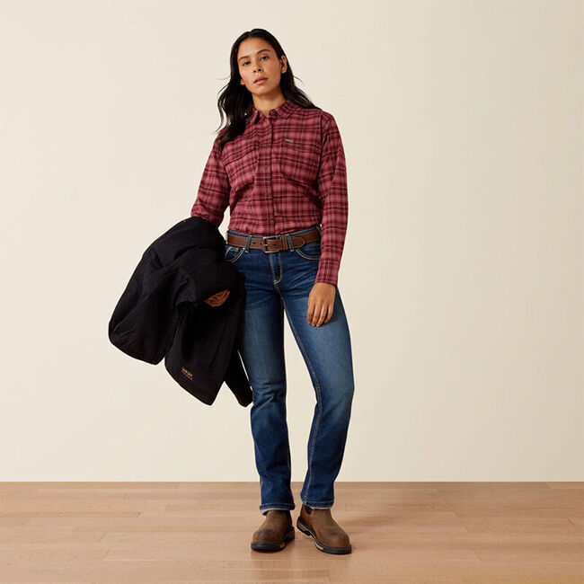 Ariat Women's Rebar Flannel DuraStretch Work Shirt - Windsor Wine image number null