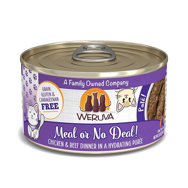 Weruva Cat Pat&eacute; - Meal or No Deal! - Chicken & Beef Dinner in a Hydrating Pur&eacute;e - 3 oz image number null